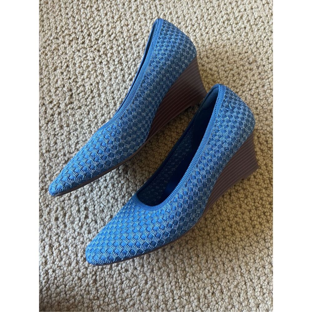 Vivaia Margot Square-Toe Wedge in Denim - Picture 5 of 8